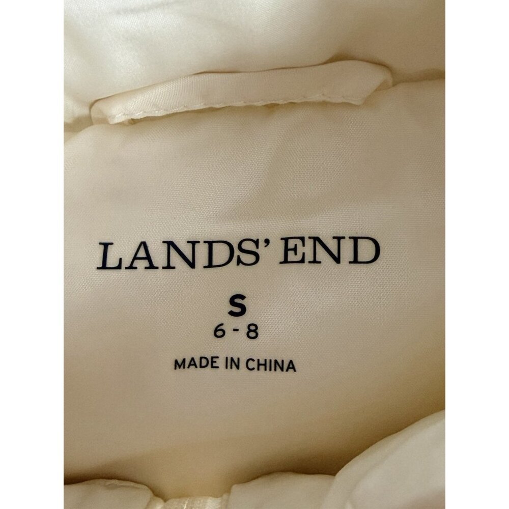 Lands’ End Ivory Down Filled Puffer Vest Women's Size S 6-8 Quilted - Picture 3 of 9